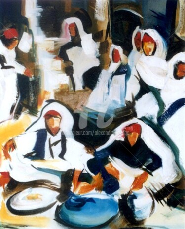 Painting titled "Le souk" by Alexandre Lepage, Original Artwork, Oil