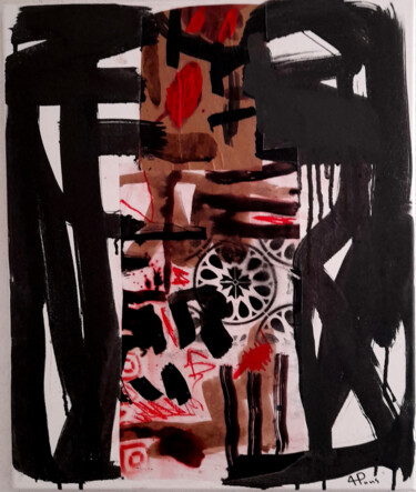 Malarstwo zatytułowany „Assemblage tribal” autorstwa Alexandre Pons, Oryginalna praca, Akryl Zamontowany na Drewniana rama n…