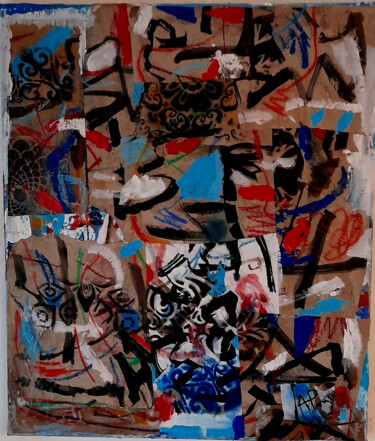 Painting titled "Assemblage improvis…" by Alexandre Pons, Original Artwork, Acrylic Mounted on Wood Stretcher frame