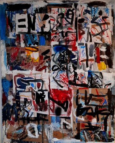 Painting titled "Assemblage improvis…" by Alexandre Pons, Original Artwork, Acrylic Mounted on Wood Stretcher frame