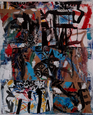 Painting titled "Assemblage improvis…" by Alexandre Pons, Original Artwork, Acrylic Mounted on Wood Stretcher frame