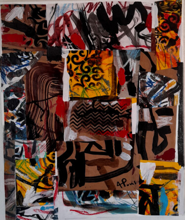 Painting titled "Assemblage improvis…" by Alexandre Pons, Original Artwork, Acrylic Mounted on Wood Stretcher frame