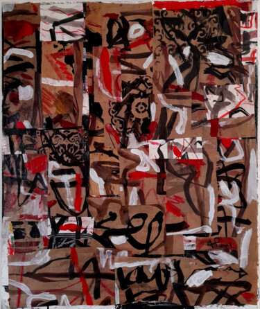 Painting titled "Assemblage improvis…" by Alexandre Pons, Original Artwork, Acrylic Mounted on Wood Stretcher frame