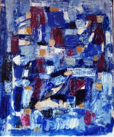 Painting titled "STRUCTURE BLEUE" by Alexandre Pons, Original Artwork, Oil