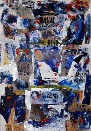 Collages intitulée "GRAND ASSEMBLAGE BL…" par Alexandre Pons, Œuvre d'art originale