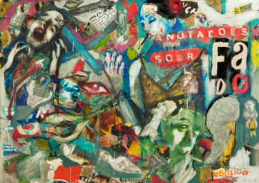 Картина под названием "Fado" - Alexandre Rola, Подлинное произведение искусства, Коллажи Установлен на Деревянная рама для н…