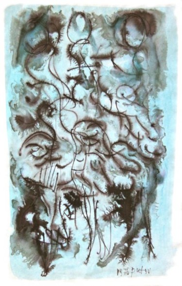 Peinture intitulée "rêve turquoise" par Alexandre Sacha Putov (1940-2008) Benezi, Œuvre d'art originale, Huile