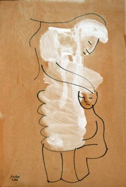 Peinture intitulée "personnages" par Alexandre Sacha Putov (1940-2008) Benezi, Œuvre d'art originale, Huile