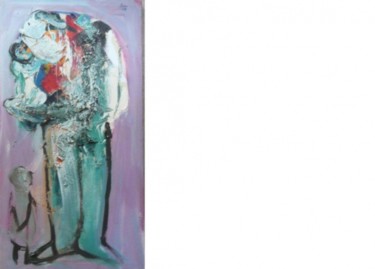 Peinture intitulée "père et enfant" par Alexandre Sacha Putov (1940-2008) Benezi, Œuvre d'art originale