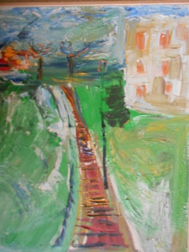 Peinture intitulée ""Escalier qui mène…" par Alexandre Sacha Putov (1940-2008) Benezi, Œuvre d'art originale, Huile