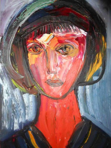 Painting titled "Portrait de femme e…" by Alexandre Sacha Putov (1940-2008) Benezi, Original Artwork, Oil