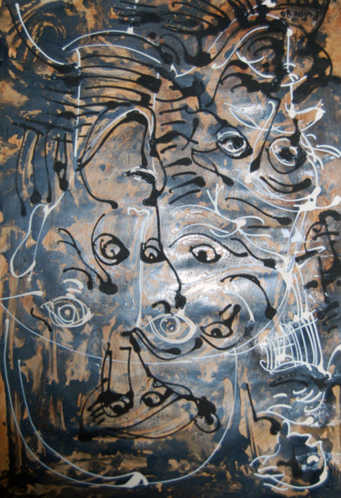 Peinture intitulée "huile sur papier" par Alexandre Sacha Putov (1940-2008) Benezi, Œuvre d'art originale, Huile