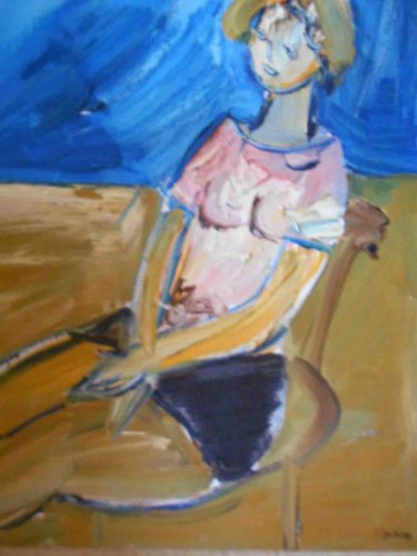 Peinture intitulée "portrait de jeune f…" par Alexandre Sacha Putov (1940-2008) Benezi, Œuvre d'art originale, Huile