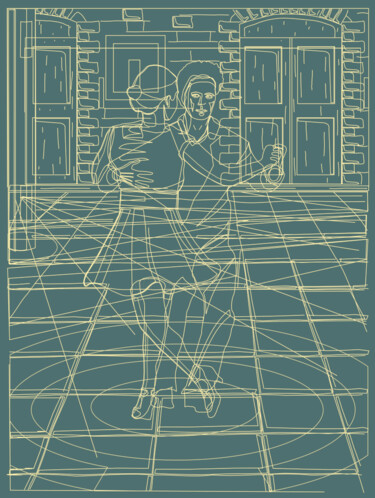 Digitale Kunst mit dem Titel "Danseurs de Tango,…" von Alexandre Simon, Original-Kunstwerk, Digitale Malerei