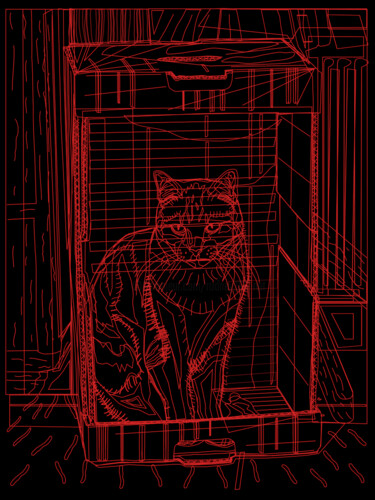 Arts numériques intitulée "Kyra le chat, vue f…" par Alexandre Simon, Œuvre d'art originale, Peinture numérique