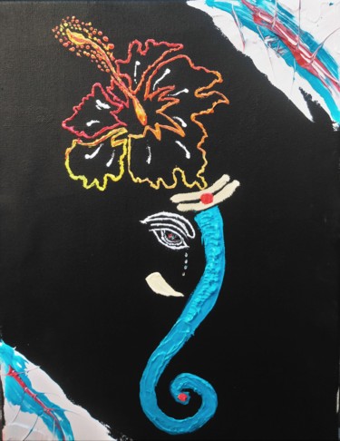 Peinture intitulée "L'éléphiscus" par Kanohi Mata, Œuvre d'art originale, Huile