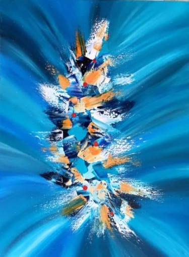 Peinture intitulée "Les mots bleus" par Kanohi Mata, Œuvre d'art originale, Acrylique