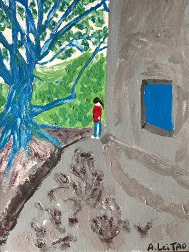 Peinture intitulée "l'arbre bleu d'Agou…" par Alexandrina Leitao, Œuvre d'art originale, Acrylique