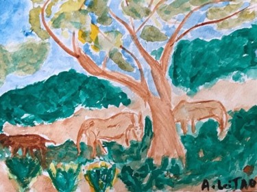 Peinture intitulée "campagne souirie" par Alexandrina Leitao, Œuvre d'art originale, Aquarelle