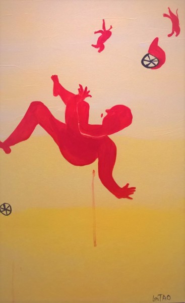 Painting titled "La chute" by Alexandrina Leitao, Original Artwork, Acrylic