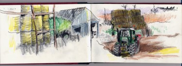 Tracteur Dessin intitulée "Tracteur" par Alexandrine Dévé, Œuvre d'art originale