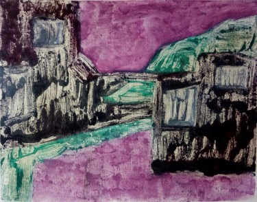 Peinture intitulée "purple village" par Stanka Alexandrova, Œuvre d'art originale, Huile