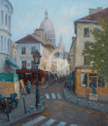 Schilderij getiteld "Paris. Montmartre" door Alexander Alexandrovsky, Origineel Kunstwerk, Olie
