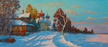 Painting titled "Kargopol. Evening" by Alexander Alexandrovsky, Original Artwork, Oil