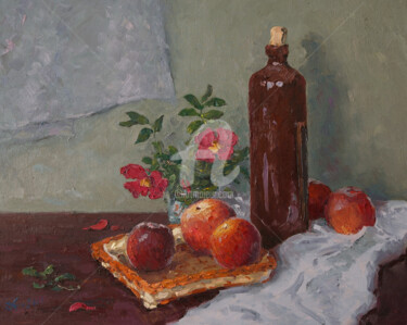 Картина под названием "Rosehip and Apples" - Alexander Alexandrovsky, Подлинное произведение искусства, Масло