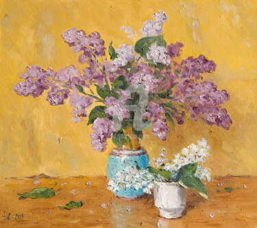 Painting titled "June lilac" by Alexander Alexandrovsky, Original Artwork, Oil