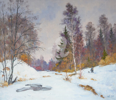 Pintura intitulada "March forest" por Alexander Alexandrovsky, Obras de arte originais, Óleo