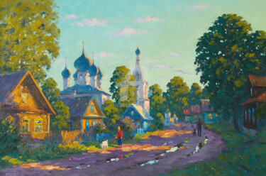 Картина под названием "Slobodka. Summer ev…" - Alexander Alexandrovsky, Подлинное произведение искусства, Масло