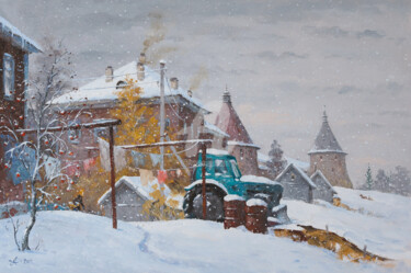 Malerei mit dem Titel "Solovetsky yard. Wi…" von Alexander Alexandrovsky, Original-Kunstwerk, Öl