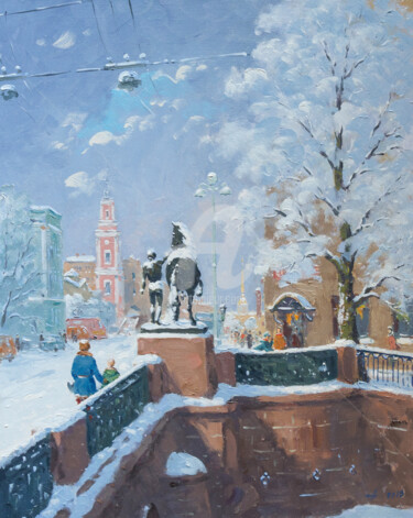 Painting titled "Anichkov bridge, vi…" by Alexander Alexandrovsky, Original Artwork, Oil