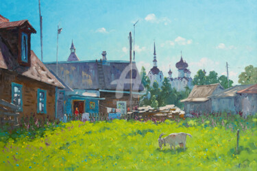 Peinture intitulée "Solovetsky Yard. Su…" par Alexander Alexandrovsky, Œuvre d'art originale, Huile