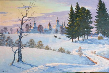 Malarstwo zatytułowany „Winter morning in F…” autorstwa Alexander Alexandrovsky, Oryginalna praca, Olej