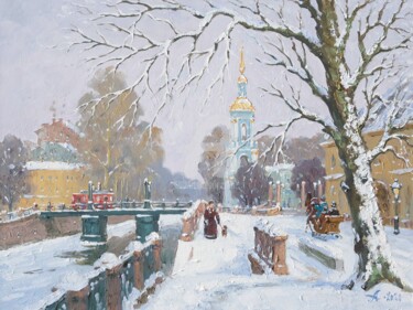 Картина под названием "Kryukov canal, Pete…" - Alexander Alexandrovsky, Подлинное произведение искусства, Масло