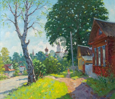 Malerei mit dem Titel "Sloboda, morning" von Alexander Alexandrovsky, Original-Kunstwerk, Öl