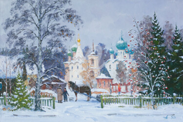 Painting titled "Winter in Pereslavl…" by Alexander Alexandrovsky, Original Artwork, Oil