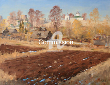 Painting titled "March. Izborsk. Spr…" by Alexander Alexandrovsky, Original Artwork, Oil