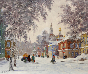 Malarstwo zatytułowany „Winter in Great Ust…” autorstwa Alexander Alexandrovsky, Oryginalna praca, Olej