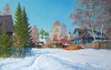 Peinture intitulée "Spring in Kargopol" par Alexander Alexandrovsky, Œuvre d'art originale