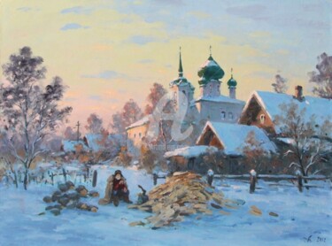 Картина под названием "The firewood" - Alexander Alexandrovsky, Подлинное произведение искусства