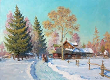 Pittura intitolato "Winter Road" da Alexander Alexandrovsky, Opera d'arte originale