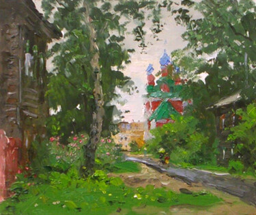 Schilderij getiteld "The street in Perey…" door Alexander Alexandrovsky, Origineel Kunstwerk