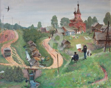 Malerei mit dem Titel "Peredki village. At…" von Alexander Alexandrovsky, Original-Kunstwerk