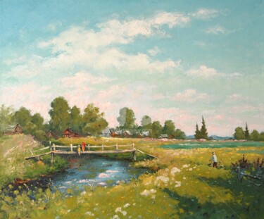 Painting titled "Lava river" by Alexander Alexandrovsky, Original Artwork, Oil