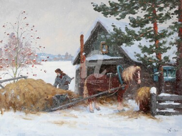Painting titled "Winter cares" by Alexander Alexandrovsky, Original Artwork, Oil