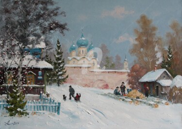 Painting titled "Russian Winter, Tor…" by Alexander Alexandrovsky, Original Artwork, Oil