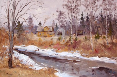 Painting titled "March. House in Mar…" by Alexander Alexandrovsky, Original Artwork, Oil